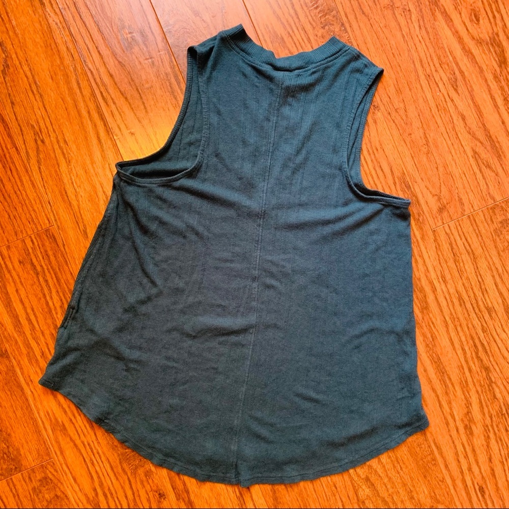 Free People Teal Keyhole Ribbed Tank S - Picture 3 of 4